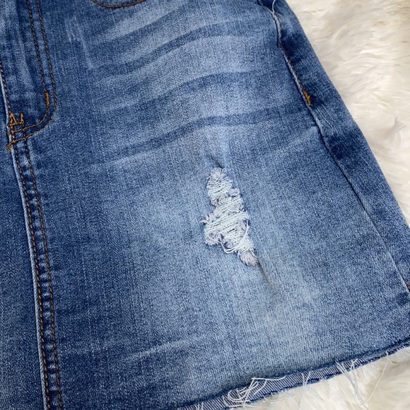 Angel Kiss Rose Flower Embroidered Distressed Denim Mini Skirt Size Small - Picture 7 of 16